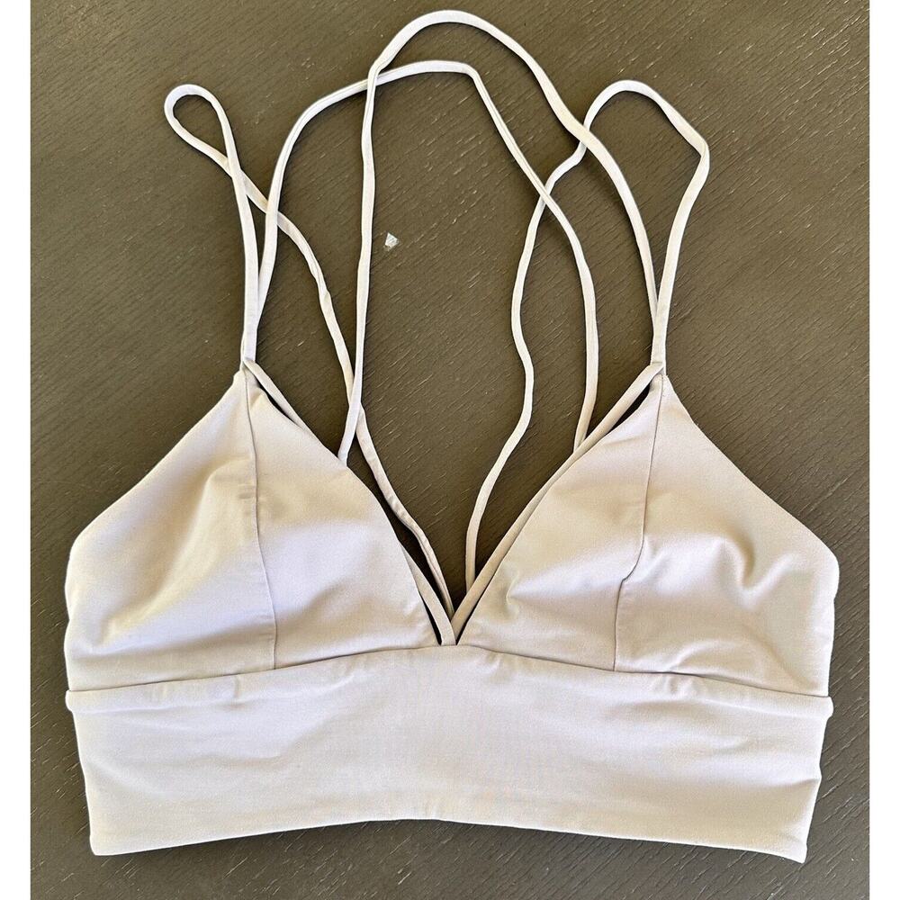 Lululemon Pushing Limits Light Gray Sports
Bra Yoga Workout Athleisure Size 8